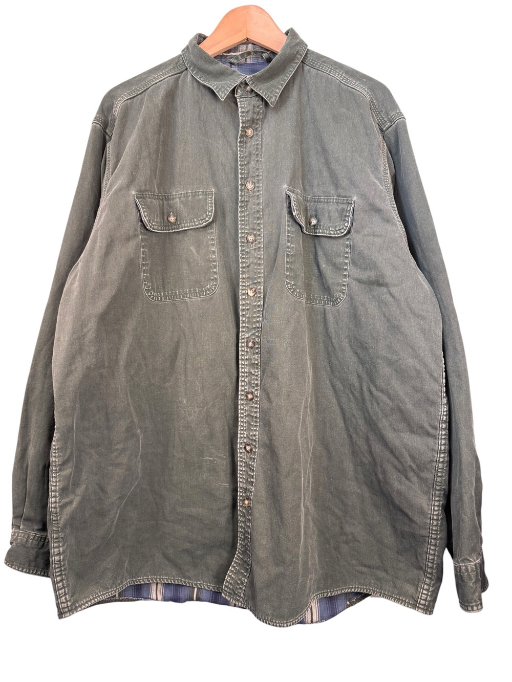 Vintage LL Bean Mens XLT Tall Green Plaid Flannel Lined Hurricane Jacket Canada